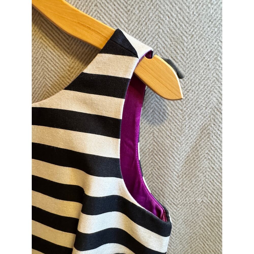 White House Black Market Dress Women's Size 2 Black White Striped Fit Flare - Picture 5 of 7